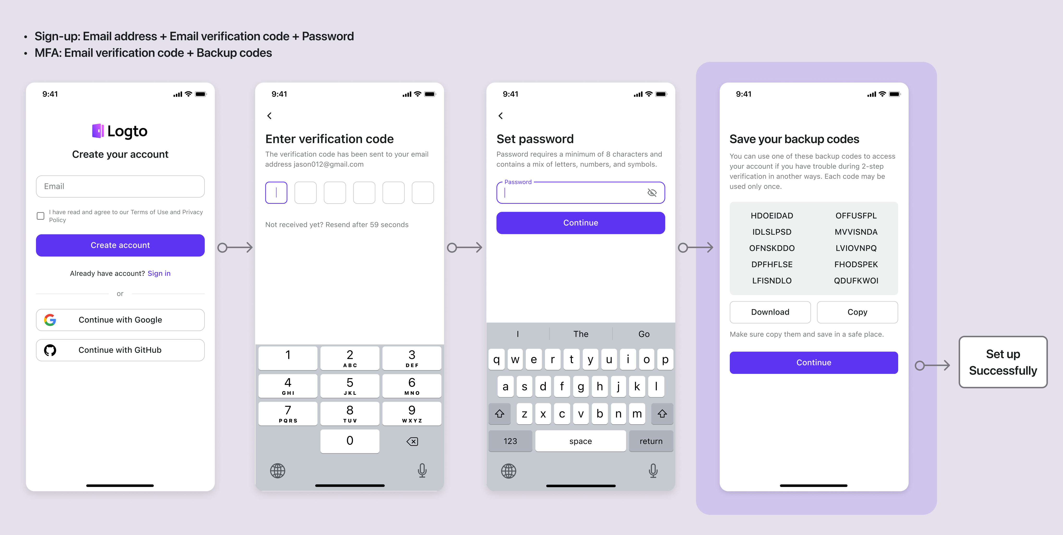 Fluxo de configuração de email MFA 2